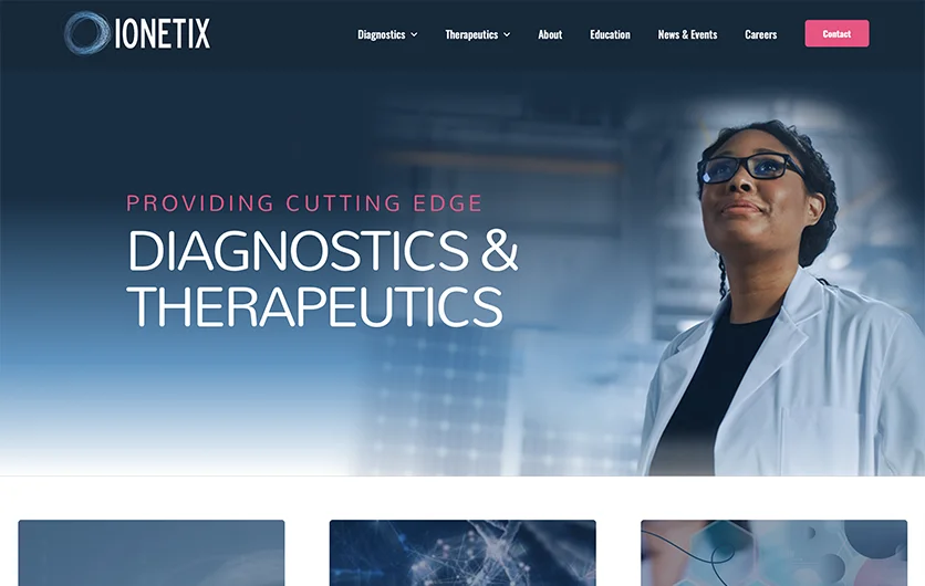 The IONETIX website shown in a desktop browser