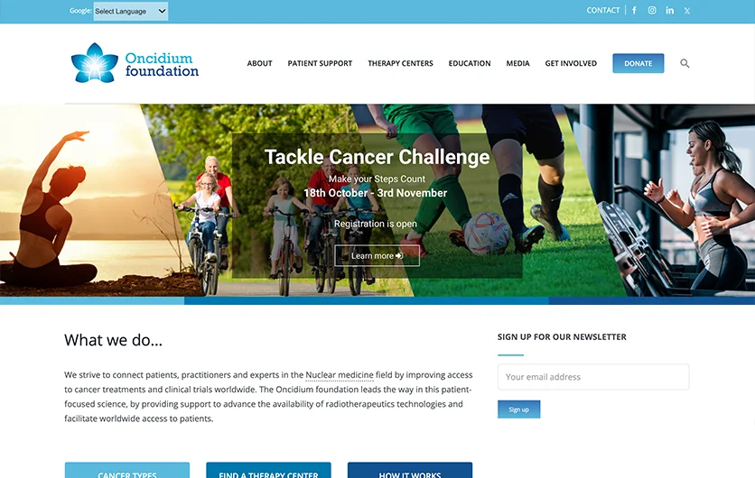 The Oncidium foundation website shown in a desktop browser